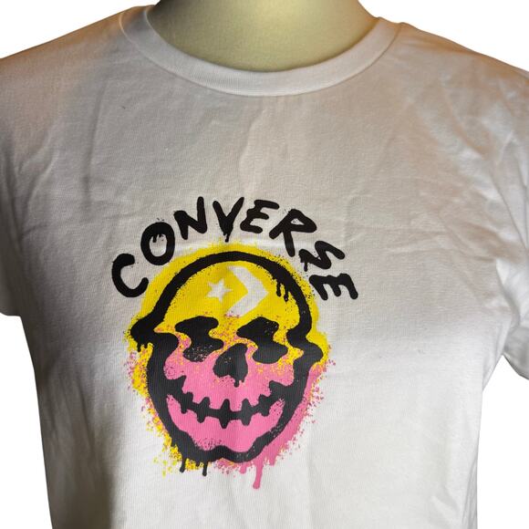 Converse Spray Paint Skull Graphic Boxy Cropped Tee, Women's Size Large, NWOT - Picture 7 of 9